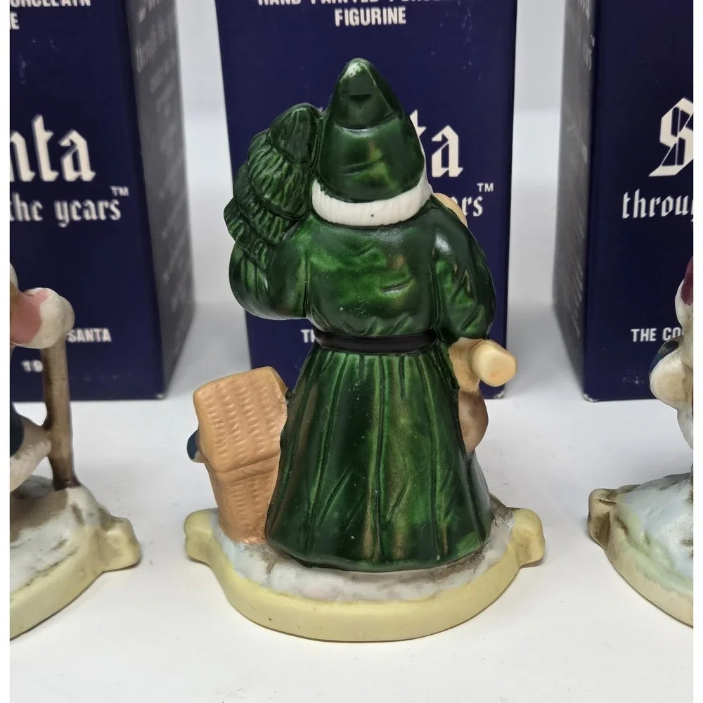 6 Santa Claus Through the Years Figures Figurine Porcelain Holiday Collectibles